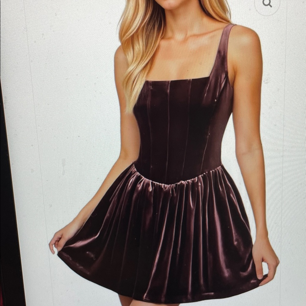 Zara boned corset top wine Velvet full skirted mini Dress- new